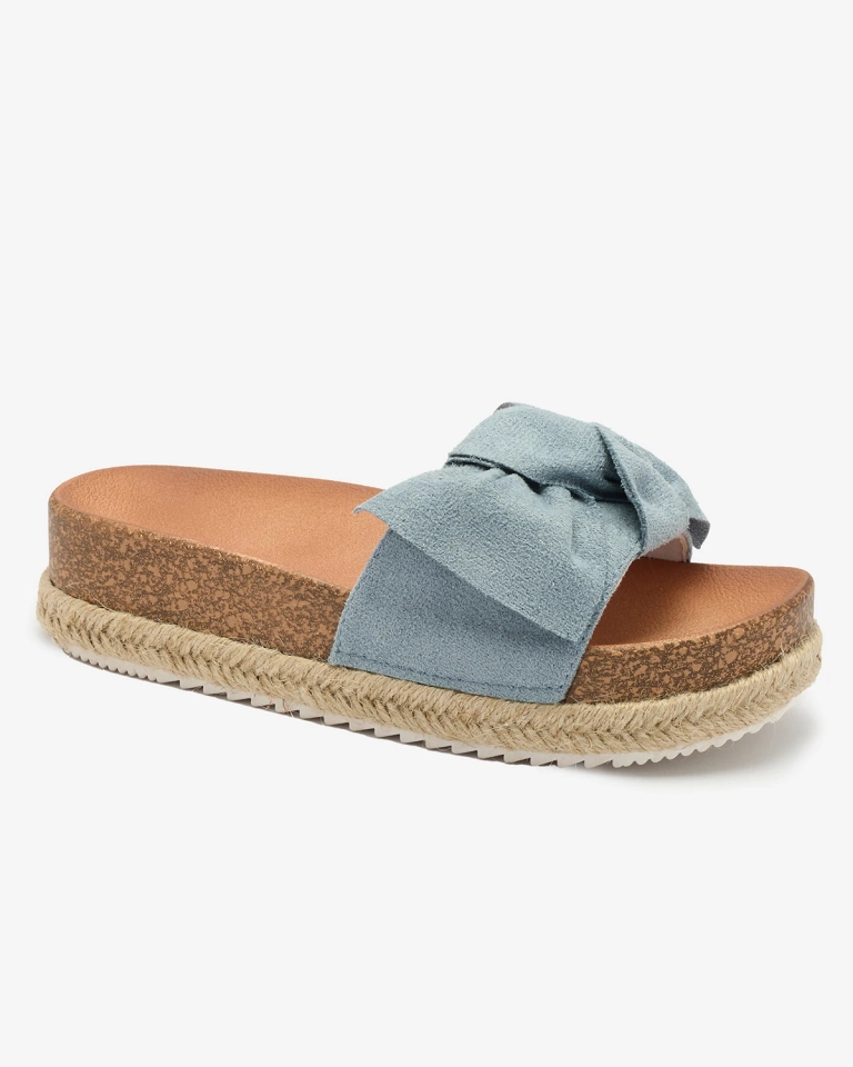OUTLET Royalfashion Blaue Damen-Flip-Flops aus Öko-Wildleder Umumi
