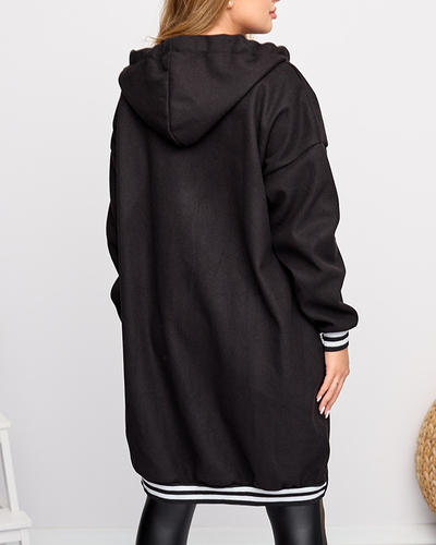 Schwarze Damenjacke - Mantel mit Verzierung - Kleidung