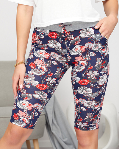 Жіночі шорти 3/4 з малюнком, темно-сині та червоні PLUS SIZE - Одяг