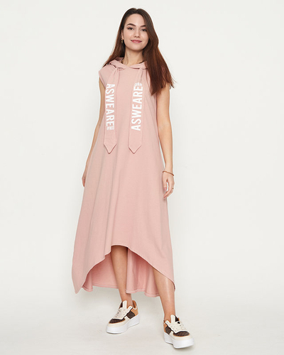 Damen-Sweatshirtkleid in Rosa in Midilänge - Kleidung