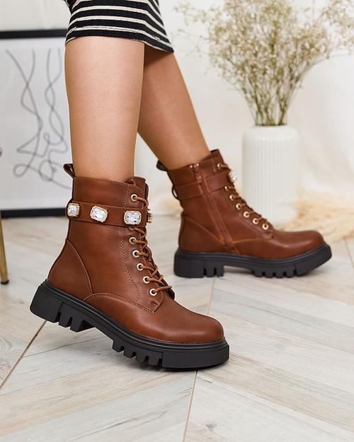 Royalfashion Коричневі жіночі ботфорти Futiti на плоскому каблуці