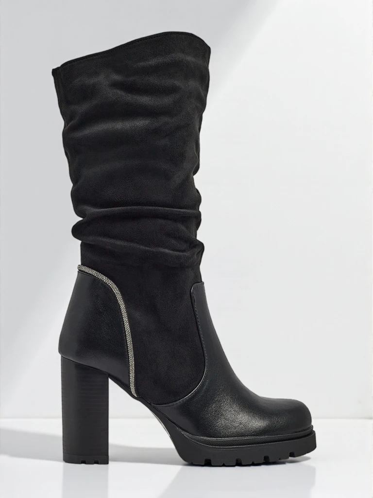 Damen Stiefeletten Öko-Wildleder mit gerafftem Schaft Elyndra