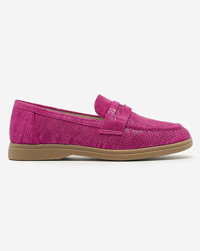 Fuchsia durchbrochene Damenmokassins mit glänzender Oberfläche Idesa - Footwear