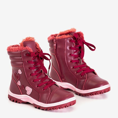 Kastanienbraune Kinderschneeschuhe mit Naqi-Herzen - Schuhe