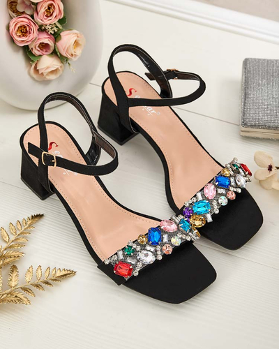 Royalfashion Damen Sandalen auf einem Pfosten mit Kristallen Osdar