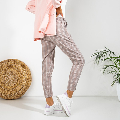 Braune Damen 7/8 karierte Hose - Bekleidung