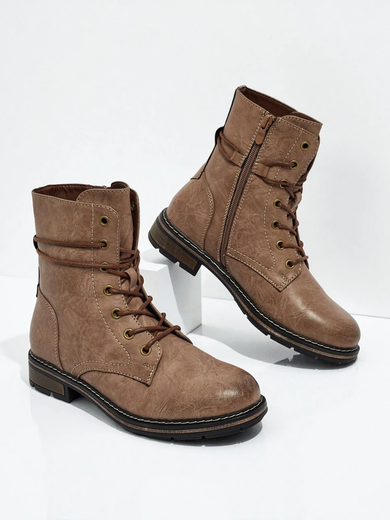 Öko-Leder Schnürstiefeletten Damen Ravonna