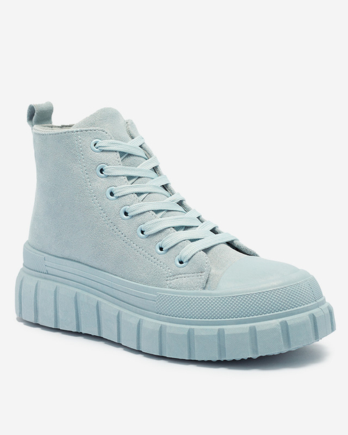 Світло-блакитні жіночі спортивні черевики на шнурівці а-ля кросівки Netara - Взуття