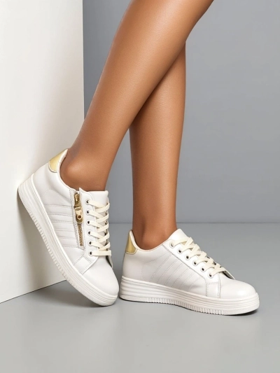 Royalfashion Damen Sport Sneakers mit dekorativem Reißverschluss Evrove