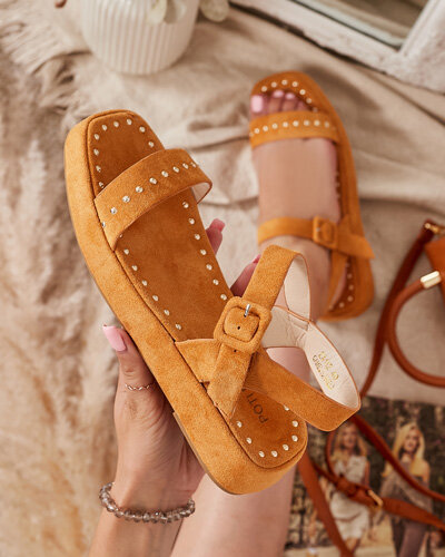 Braune Damensandalen mit Strass Franssia - Footwear