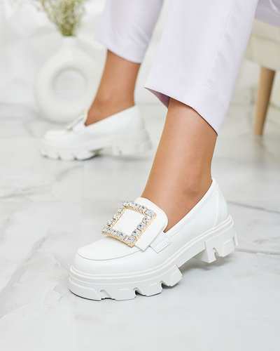 Royalfashion Білі мокасини з декором на носі Alomease