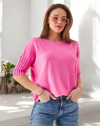 Royalfashion Damen Viskosepullover mit kurzen Ärmeln