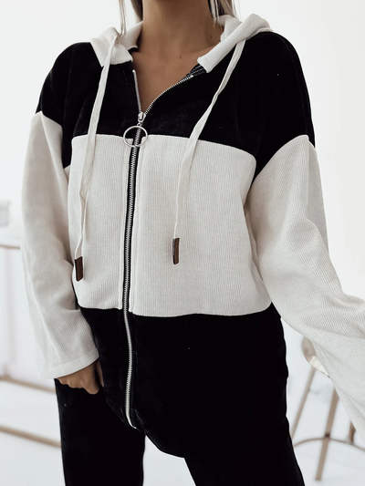 Royalfashion Schwarz gestreiftes Damen-Sportset