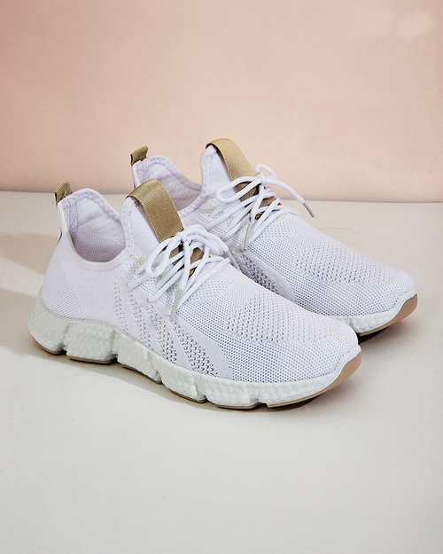 Білі жіночі кросівки з бежевими вставками Baym