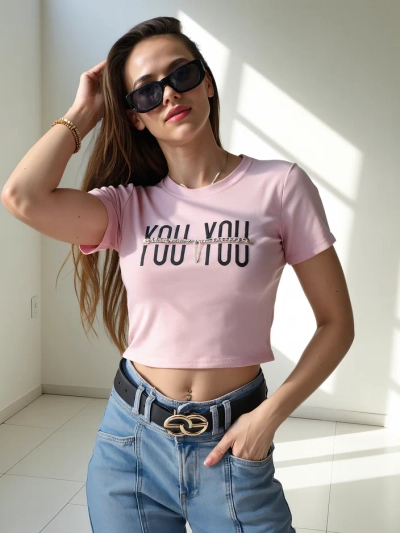 Royalfashion Damen Baumwolle Crop Top mit der Aufschrift