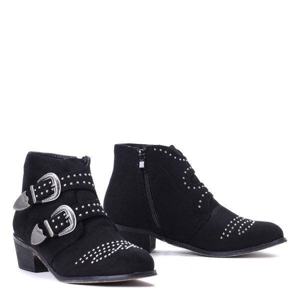 Schwarze hochhackige Stiefel mit Strass Amelie - Schuhe