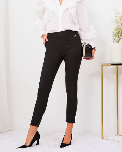 Royalfashion Schwarz Damen Öko-Leder-Leggings a'la bells