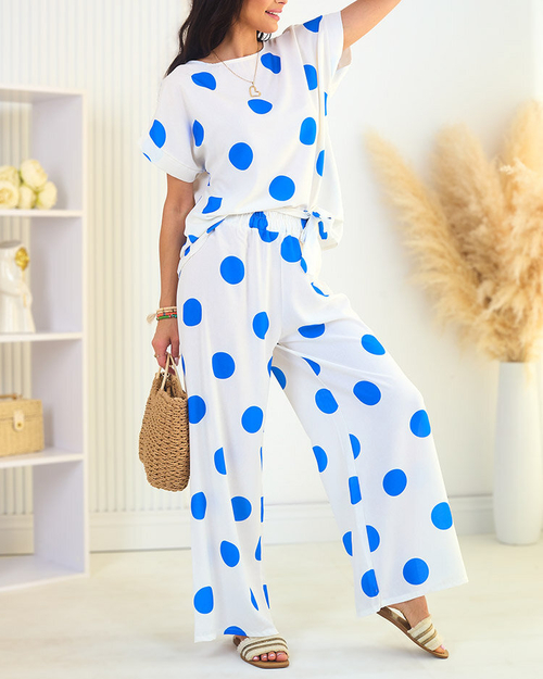 Жіночий комплект в горох Royalfashion Cobalt білий