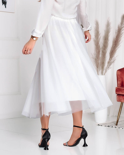 Жіноча двошарова спідниця міді кольору екрю - Одяг