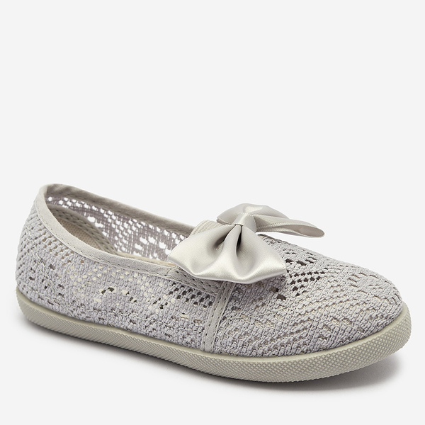 Graue Slipper für Mädchen mit Schleife Sweet Time - Footwear