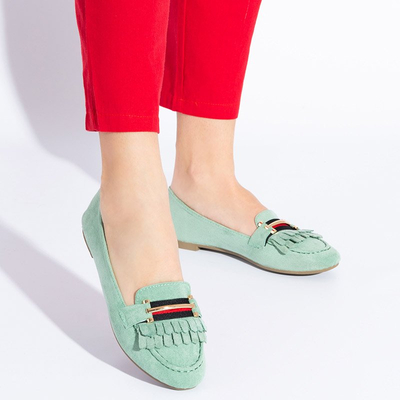 Grüne Mokassins mit Morisa-Fransen für Frauen - Schuhe
