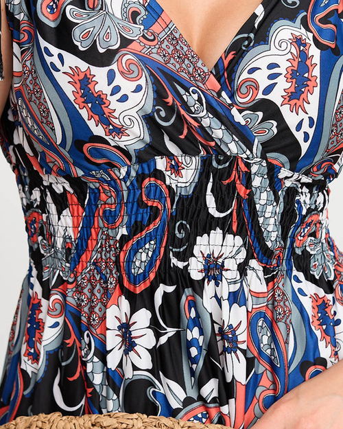 Жіноча чорна коротка сукня з малюнком - одяг