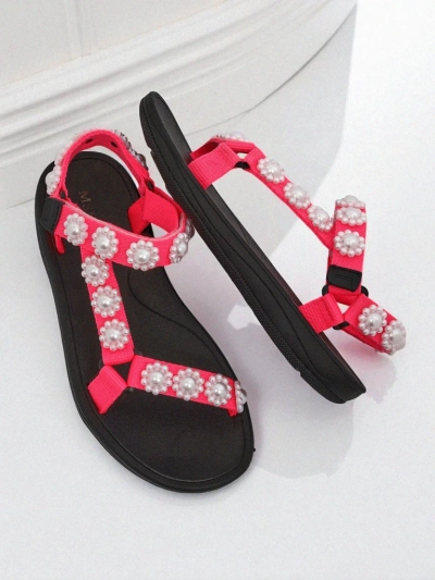 Sandalen Livia Rosa – Bequeme Royalfashion Damen Sandalen mit Perlenstrass