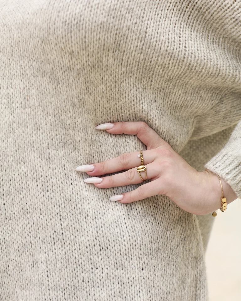 Royalfashion Grauer langer Oversize-Pullover für Damen