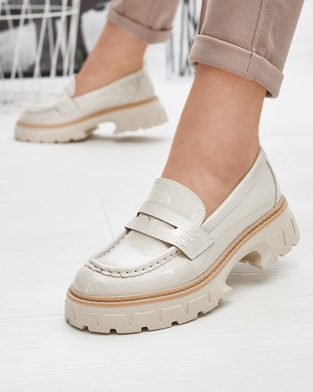 Beige lackierte Mokassins für Damen Mewira - Footwear
