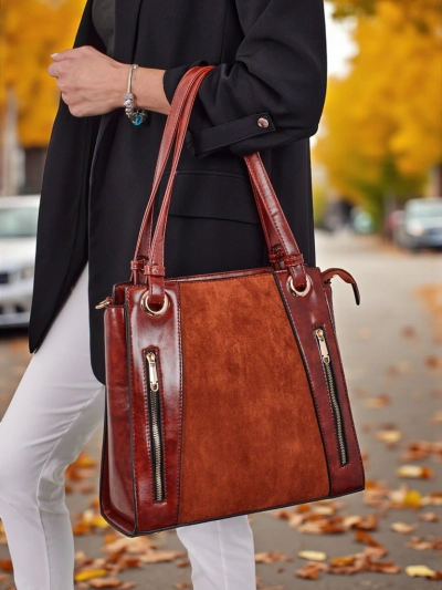 Damen Shopper Handtasche aus Öko-Leder Silent Raven