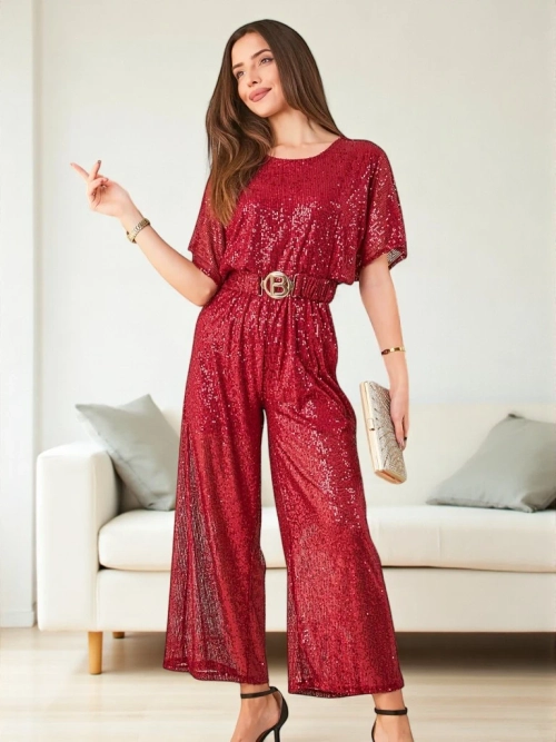 Royalfashion Довгий жіночий комбінезон з пайєтками