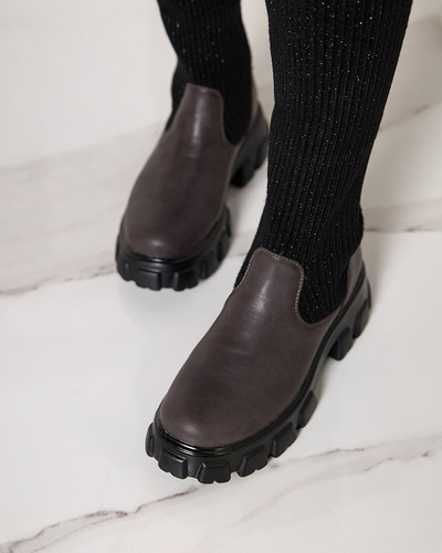 Schwarze und braune High-Slip-Stiefel für Damen Alerpi- Footwear