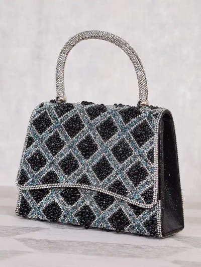 Royalfashion Kleine Damenhandtasche verziert mit Zirkonia und Perlen