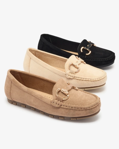 Hellbraune Damen Mokassins mit Ornament Xewetica - Footwear