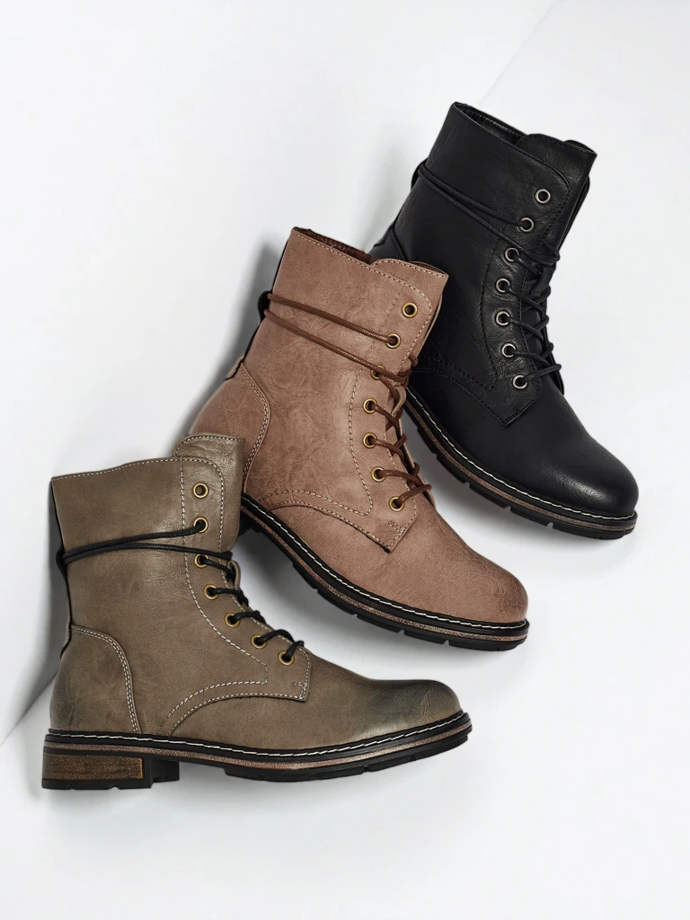 Öko-Leder Schnürstiefeletten Damen Ravonna