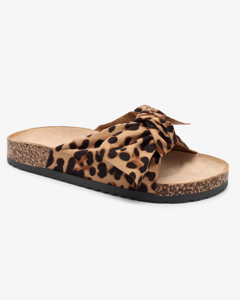 Damen Flip-Flops mit Schleife im Leopardenmuster Orofdo- Footwear