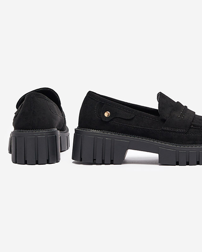 Schwarze Öko-Wildleder-Mokassins für Damen Siherta- Footwear