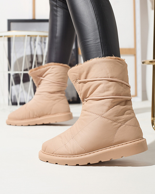 Світло-коричневі жіночі черевики а-ля снігоступи Amirfu- Взуття