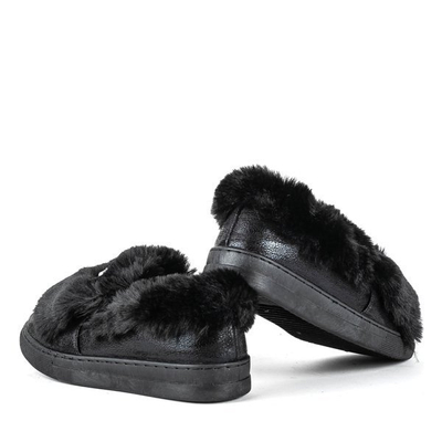 Schwarzer Slip mit Pelz Manifik - Footwear
