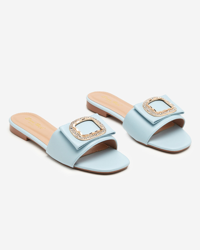 Blaue Damenhausschuhe mit Ornament mit Zirkonia Iteria - Footwear