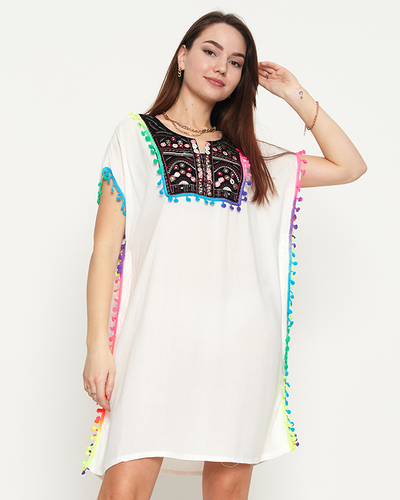 Damen-Sommertunika mit weißen Fransen - Kleidung