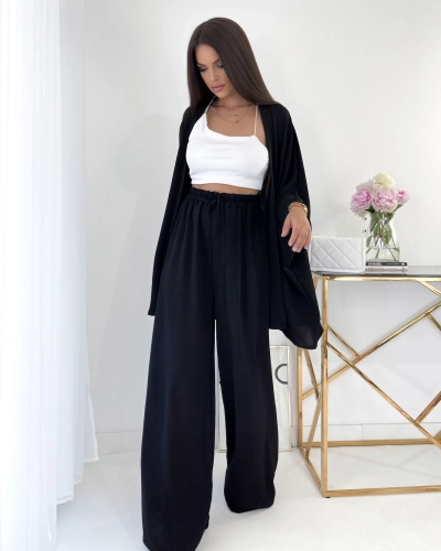 Royalfashion Schwarzes Damen Freizeit-Set