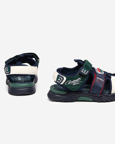 Marineblaue und grüne Jungensandalen mit Klettverschluss Roser-Footwear