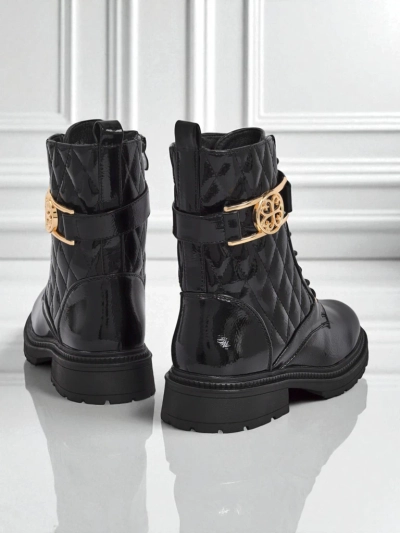 Gesteppte Damen Stiefeletten aus ökologischem Lackleder Opal Verge