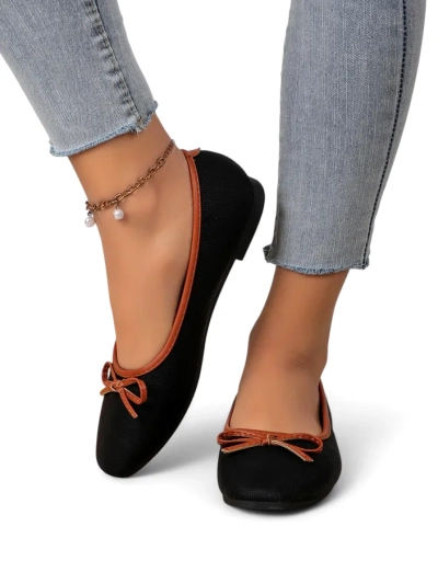 Royalfashion Damen Ballettschuhe mit Glitzer und einer Schleife Aramie