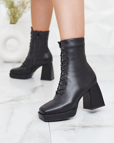 Royalfashion Schwarze Damen-Schnürstiefel Eoleore