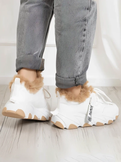 Weiße Sport-Sneaker für Damen mit Nonua-Pelz - Schuhe