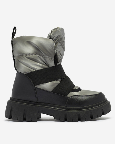 Damen-Schneestiefel auf flacher Sohle in schwarz-grau Ferory- Footwear