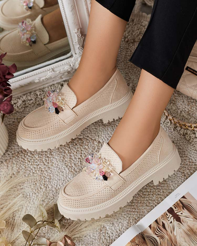 Royalfashion Damen Mokassins mit bunten Perlen Karonia