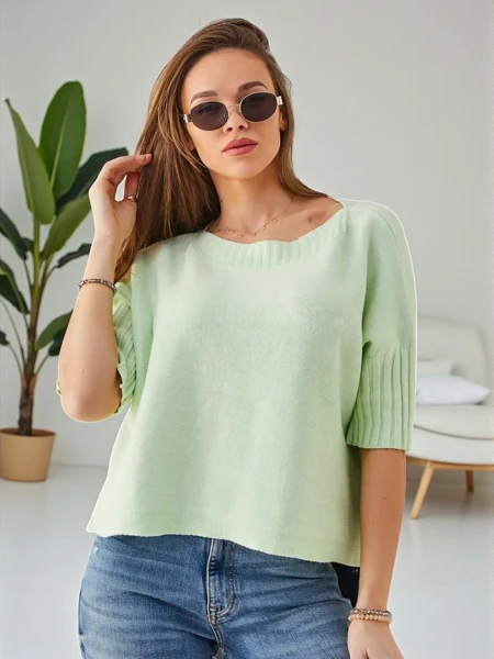 Royalfashion Damenviskosepullover mit kurzen Ärmeln